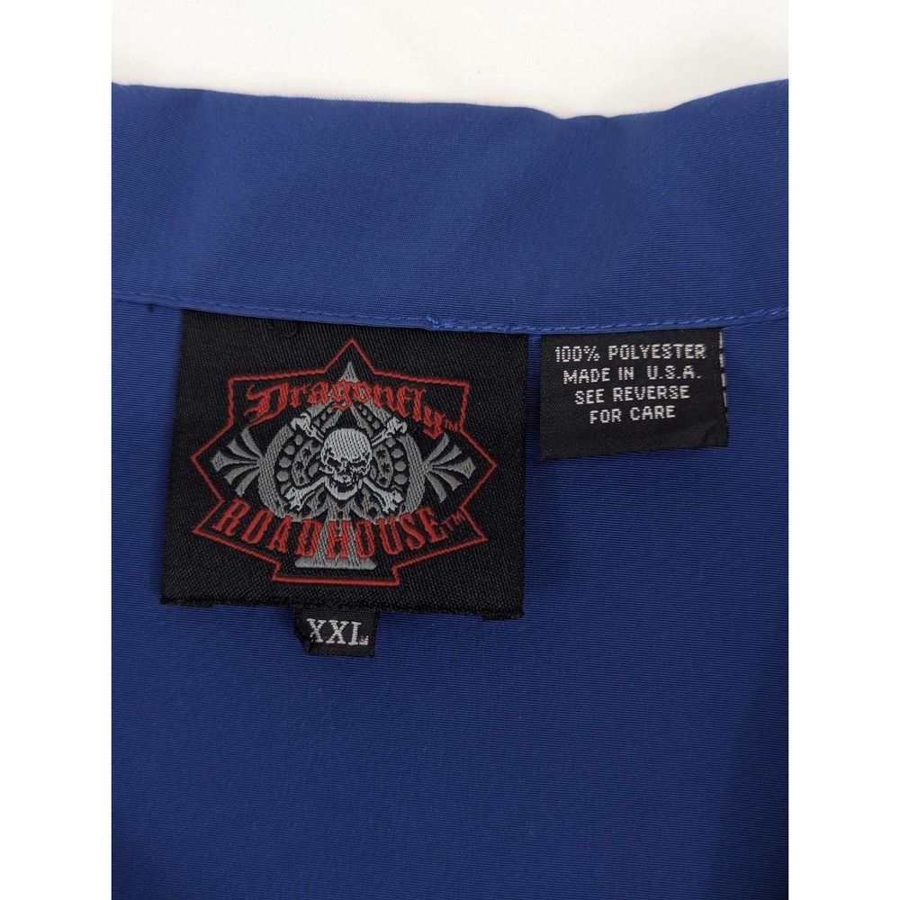 Dragonfly Shirt Mens XXL Casino Dice Poker Graphic Button Up Blue Roulette USA - Picture 6 of 9